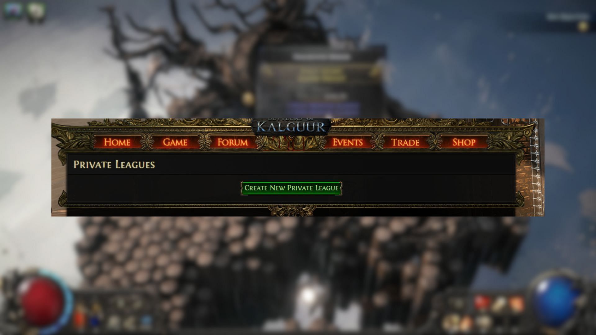 Private League option for PoE 1 (Image via Grinding Gear Games)